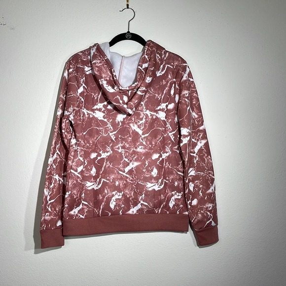 LIT 26 Zip Up Dusty Rose and White Marble Print Hoodie Size Large - Picture 10 of 10